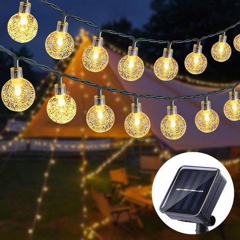 Guirlande Lumineuse Solaire,11M 60 LEDs Guirlande Lumineuses Solaires Exterieur,8 Modes,Boules de Cristal Extérieure Étanche IP44 pour Jardin,Arbres,Terrasse,Noël,Mariages,Fêtes(Blanc Chaud) (1/5)
