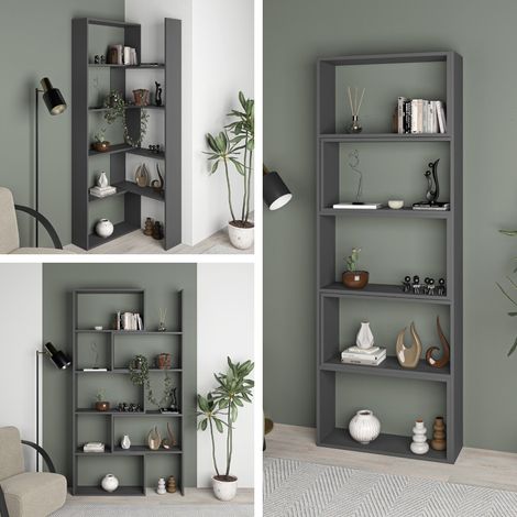 Libreria estensibile angolare 72x200h cm colore antracite - Wish (1/5)
