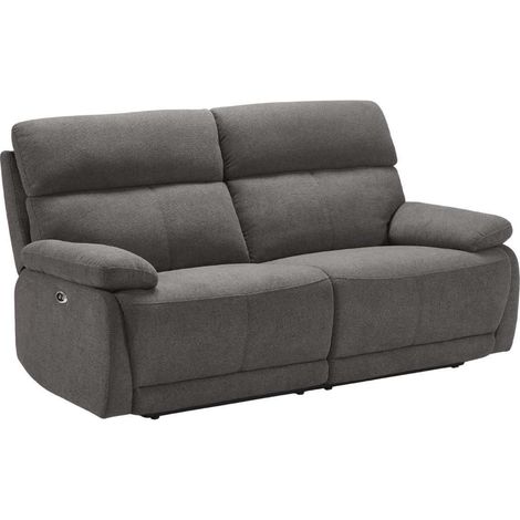 Canapé relax électrique 2,5 places tissu polyester gris foncé - MIGUEL (1/5)