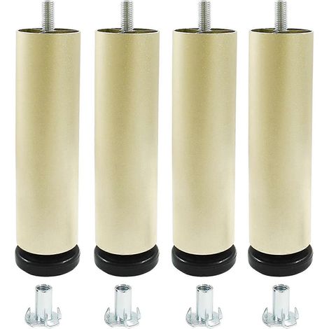 Pieds de meubles en métal (lot de 4), 15 cm, filetage M8, pieds de remplacement réglables en hauteur pour canapé, en alliage d'aluminium, adaptés aux canapés, meubles et chaises, couleur or (20 cm). (1/5)