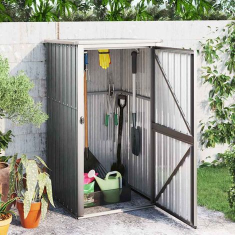 Abri à outils de jardin-Remise Cabane pour outils gris 88x89x161 cm acier galvanisé (1/5)