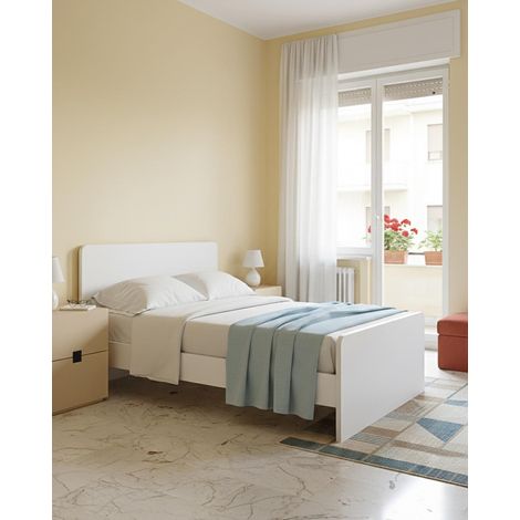 Letto easy con fascioni e pediera - Letto una piazza e mezzo 127 x 197 - Struttura Bianca - Rete e materasso esclusi (1/4)