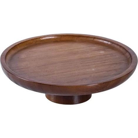 Plateau minimaliste en bambou à pieds hauts et robuste, idéal pour servir des desserts à la maison, en cuisine ou lors de fêtes. (1/5)