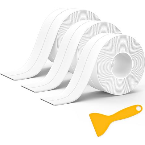 rollos de sellador de silicona blanca para baño, cinta autoadhesiva, tira selladora para bañera, apta para múltiples usos en cocina o baño (320  3,8 cm).