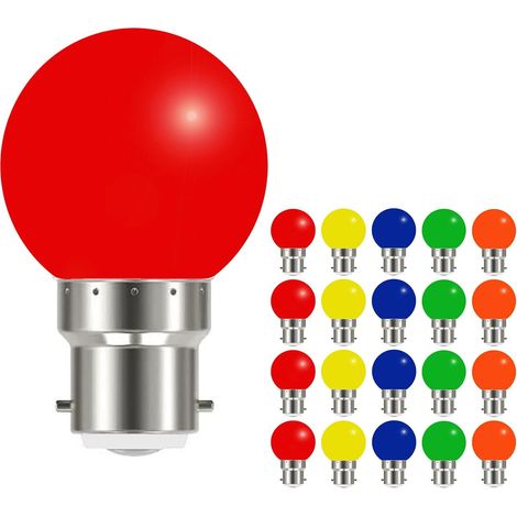 Ampoule B22 Couleur Baionnette 3W Equivalent 30W 240 Lumen, Guirlande Guinguette LED B22 pour Intérieur Jardin Balcon Maison Mariage Fête Noël, Not dimmable, Lot de 20 (1/5)