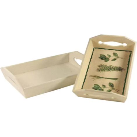 RAYHER - 2 PEZZI - SET DI VASSOI IN LEGNO 27X17CM E 31X20CM