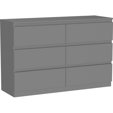 Denver 6 Drawer Chest of Drawers Bedroom Storage Furniture, Grey