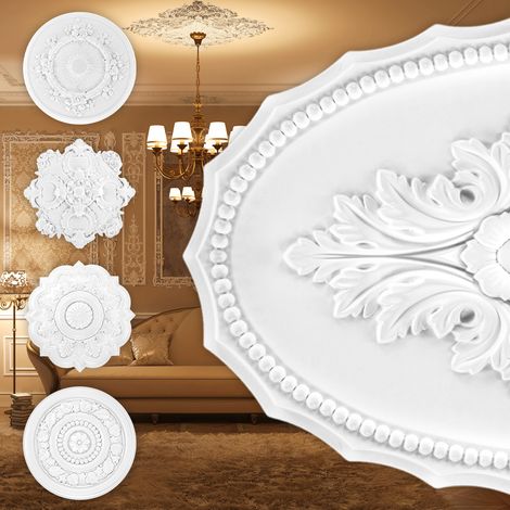 Grand Decor Stuckrosette aus PU, R125 bis R179 - Deckenrosette Stuck Wanddeko Wohnzimmer: R171 - 31x44 cm