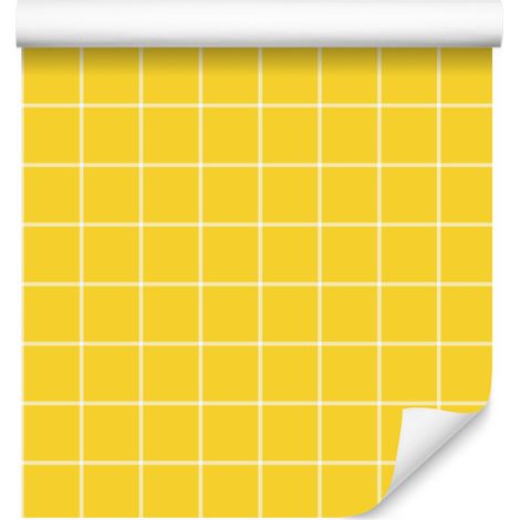 Papel pintado a cuadros amarillos y crema, fondo amarillo para salón y dormitorio 50x1000 cm (1/5)