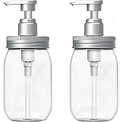 450ml Distributeur de Savon, Fait de Matière de Sécurité, sans BPA, Facile à Opérer avec Une Seule Main,sans Fuite&sans Gouttes,Applicable à Tous Les Savons ou Lotions Liquides(2 Piè (1/5)