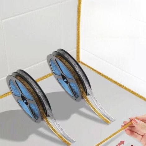 4 rotoli di nastro antimuffa per piastrelle in ceramica, autoadesivo, impermeabile, per soffitto, piano cottura, lavello, bordo piastrelle, parete (1/5)
