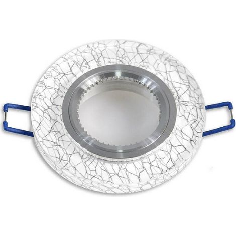 TrAdE Shop Traesio - Porta Faretto Incasso Per Faretto Tondo Vetro Bianco Venature Oro Argento P15 - Argento (1/2)