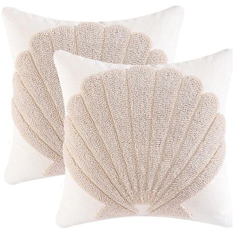 Housse de Coussin Océan Été 45 x 45 cm Coquilles Touffeté Ferme Coton Doux Décoratif Taie d'oreiller pour Canapé Salon Chambre Chaise Jardin Maison Décoration 2 Pièces (1/5)