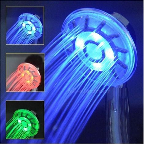 Vtizikl Soffione Luminoso Per Doccia Con Led Rosso Verde Blu.bagno Cromoterapia -
