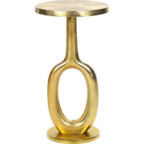 Mesa auxiliar de metal dorado 29 cm hecho a mano patrón desgastado retro Apiti