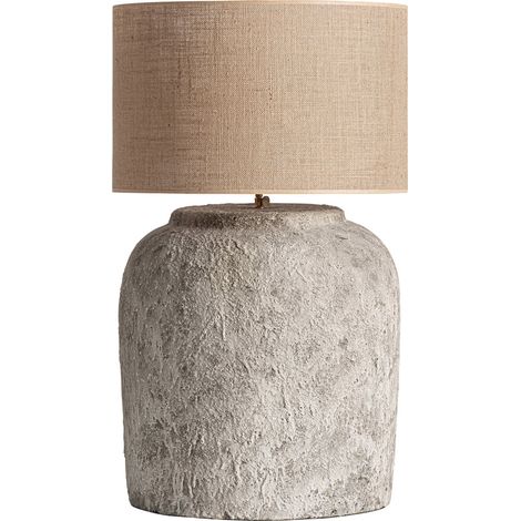 Lampe à poser contemporaine en terre cuite - beige et gris minéral (1/3)