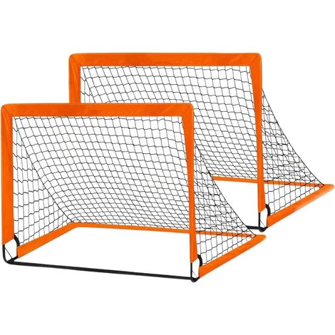 But de football pliable et portable pour enfants, idéal pour l'entraînement en intérieur et en extérieur - Filet de football 120 x 90 cm (lot de 2) Rouge 120 x 90 cm (lot de 2) (1/4)