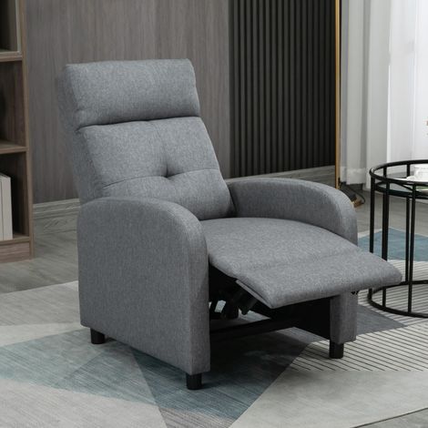Fauteuil relax inclinable avec repose-pieds, tissu gris, ressorts ensachés, 150 kg, OKWISH (1/5)