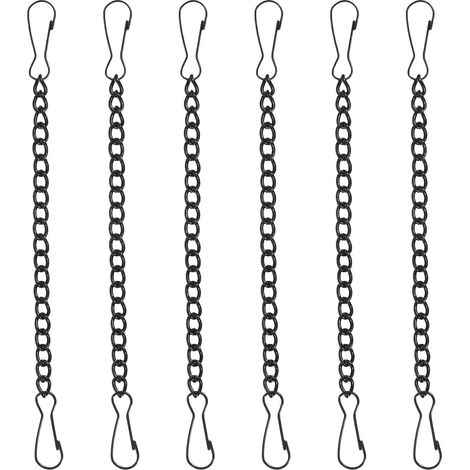 Set mit 6 schwarzen Metall-Hängeketten, 10 cm, mit Doppelverschluss, für Türschilder, Brandschutzschilder, Bilderaufhängung, robuste Stahlketten. (1/5)