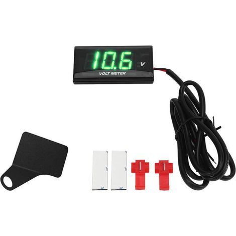 Universelles LCD-Motorradvoltmeter, ultradünnes, wasserdichtes Voltmeter mit Linkslenkerhalterung, 12 V DC, Grün (1/5)