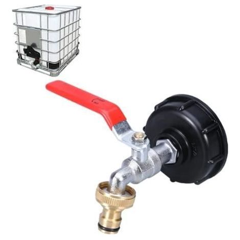 IBC-Adapter - IBC - Hahn für 1000L Behälter - Messinghahn - Säurebeständig - Abnehmbarer Anschluss