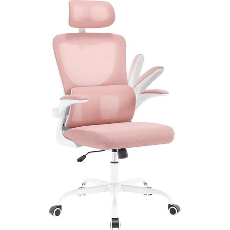 WOLTU Sedia da Ufficio - Poltrona Ergonomica con Supporto Lombare, Schienale Reclinabile e Altezza Regolabile, Rosa (1/5)
