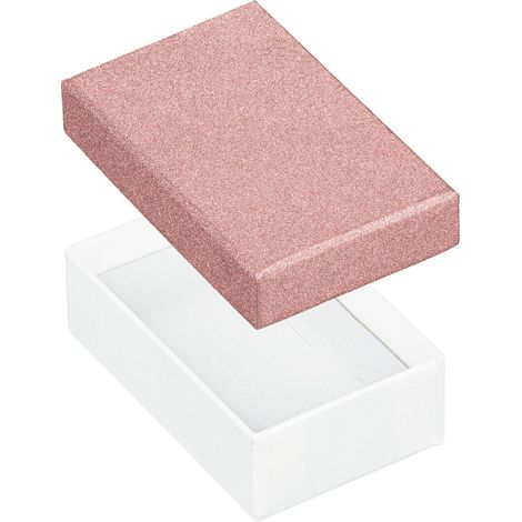 Scatola portagioie decorativa rosa e bianca con glitter, confezione regalo (1/2)