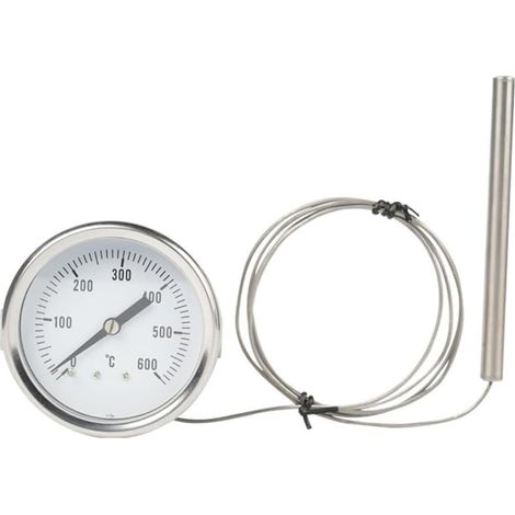 Thermomètre de four en acier inoxydable avec sonde de 100 cm, thermomètre de pression 0 ℃ à 600 ℃ pour fours à pizza, grillades au bois, cuisson au four (1/5)