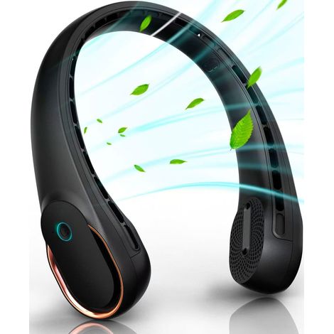Ventilateur de cou portable rechargeable par USB, petit ventilateur de poche sans pales, idéal pour le bureau et le sport (R5). (1/5)