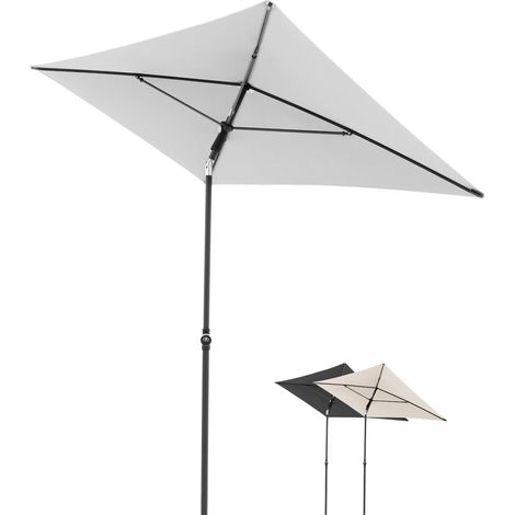Parasol 180x120cm Gris Clair, rectangulaire et inclinable, Ouverture Manuelle, Housse Incluse – pour Balcon, terrasse ou Jardin (1/2)