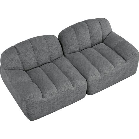 Sofá modular de 2 plazas sin estructura de tela gris, 210 x 104 x 79 cm, sin montaje (1/5)