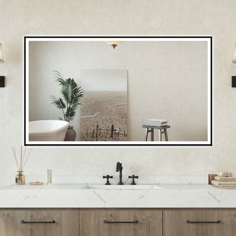 Specchio bagno Rettangolare 120x70cm Retroilluminato Con Led, Antiappannamento + 3 Luci (1/5)