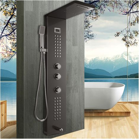 Ensemble de douche mitigeur thermostatique intelli Panneau de douche à affichage numérique de la température , Jets du système de massage corporel , Colonne de douche serviette Salle de bains Bain Dou (1/5)