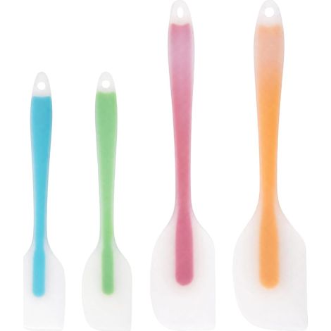 Spatule Cuisine Silicone, 4 Pièces, 4 Couleurs Résistante à la Chaleur, Flexible, Antiadhésive, Sans Coutures, Pour Cuisson, Racler et Mélange (1/5)