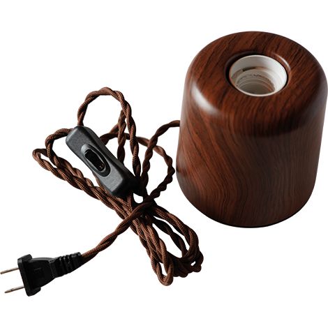 Base de Lámpara de Mesa E27 Marrón con Cable e Interruptor