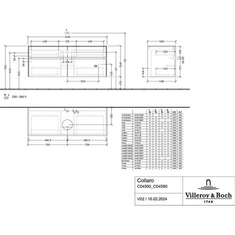 Villeroy & Boch C045B0AH WTUS Collaro C045B0 1400x548x500mm env.