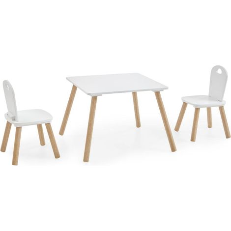 Karin Babyzimmermöbel Set 1 Tisch, 2 Stühle weiß, Kiefer natur.