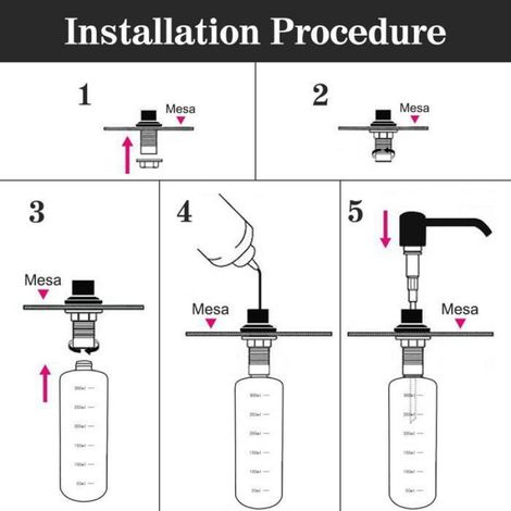 1 Distributeur de savon 300 ML Acier inoxydable Noir mat Rotatif 360° Encastrable Cuisine (1/3)