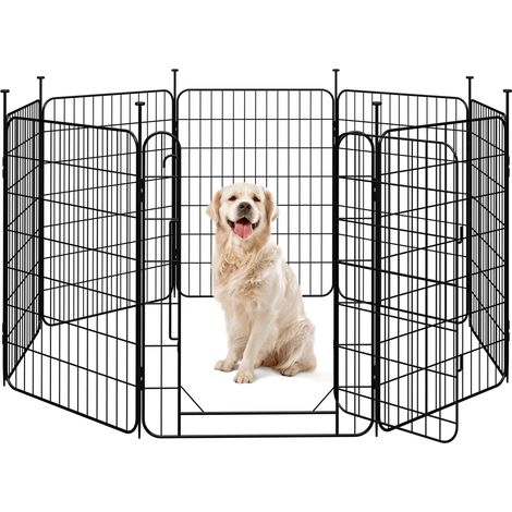 Homevive 8 Paneles Valla para Perros Metálica Parque Plegable de Mascotas con Puerta para Interiores/Exteriores (1/5)