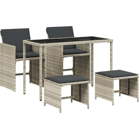 Maison Exclusive - Set Pranzo da Giardino 5pz con Cuscini Grigio Chiaro Polyrattan