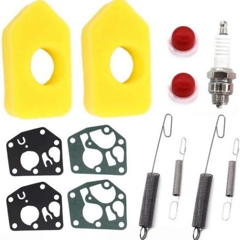2 Set Filtre à air avec Membrane de carburateur Ressortsd pour Briggs Stratton Quattro 450 500 550 Series 698369 Classic Sprint