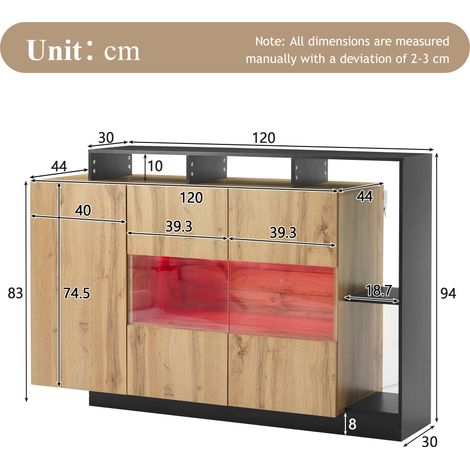 Meuble de salon moderne en LED. Meuble de salon fabriqué dans la couleur originale du bois, en MDF. Meuble de salon doté de commandes Bluetooth. Meuble de salon parfait pour le salon. (1/5)