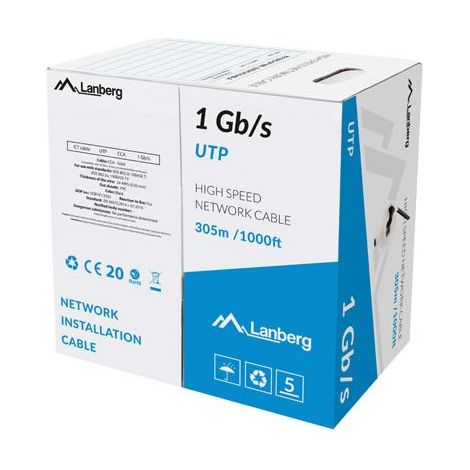 Lanberg Lan Cable Utp 1Gb/S 305M Solid Cca Black (1/2)