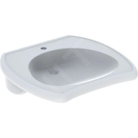 Geberit Vitalis - Lavabo sans obstacle, trou pour robinet, sans trop-plein, blanc 501.540.01.1 (1/2)
