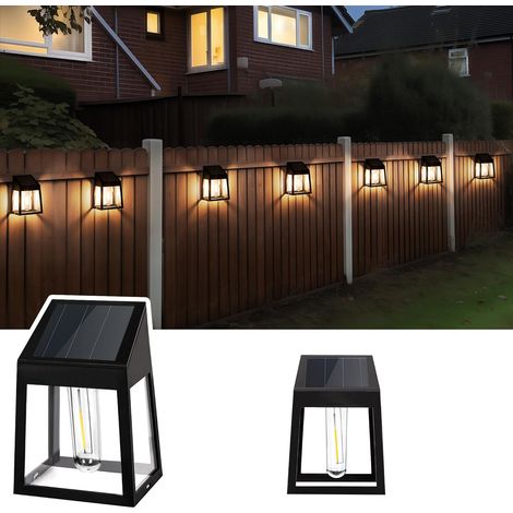 Lampes solaires de clôture, imperméables , paquet de 2 appliques murales solaires, blanc chaud, lumières décoratives de jardin et de Patio (1/5)