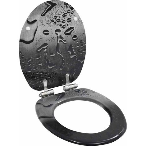 vidaXL Asiento WC con tapa de cierre suave MDF diseño gotas de agua (1/5)