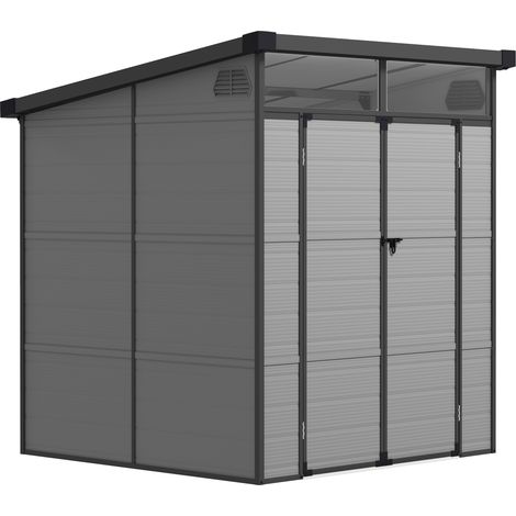 Outsunny caseta de jardín exterior, 3,24 m², 190x191x215 cm, con puerta corredera con pestillo, ventana y ventilación, gris claro