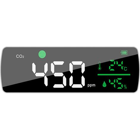 royaluxe -Moniteur de qualité de l'air mural de bureau 11,2 pouces LED numérique 3 en 1 intérieur extérieur température humidité CO2 détecteur d'alarme testeur de dioxyde de carbone rechargeable surfa (1/5)