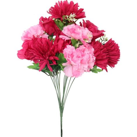 Strauß aus 12 gemischten Blumen: Rose, Nelke, Chrysantheme, rosa (1/3)