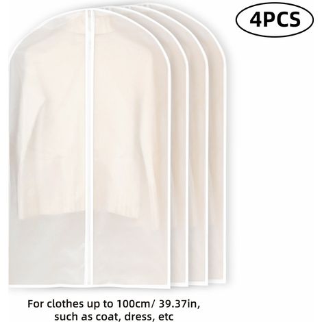 Ensemble de sacs à vêtements portables anti-poussière, housse de vêtement translucide avec fermeture éclair complète, légère pour costume chemise robe manteau 60x120cm (1/5)